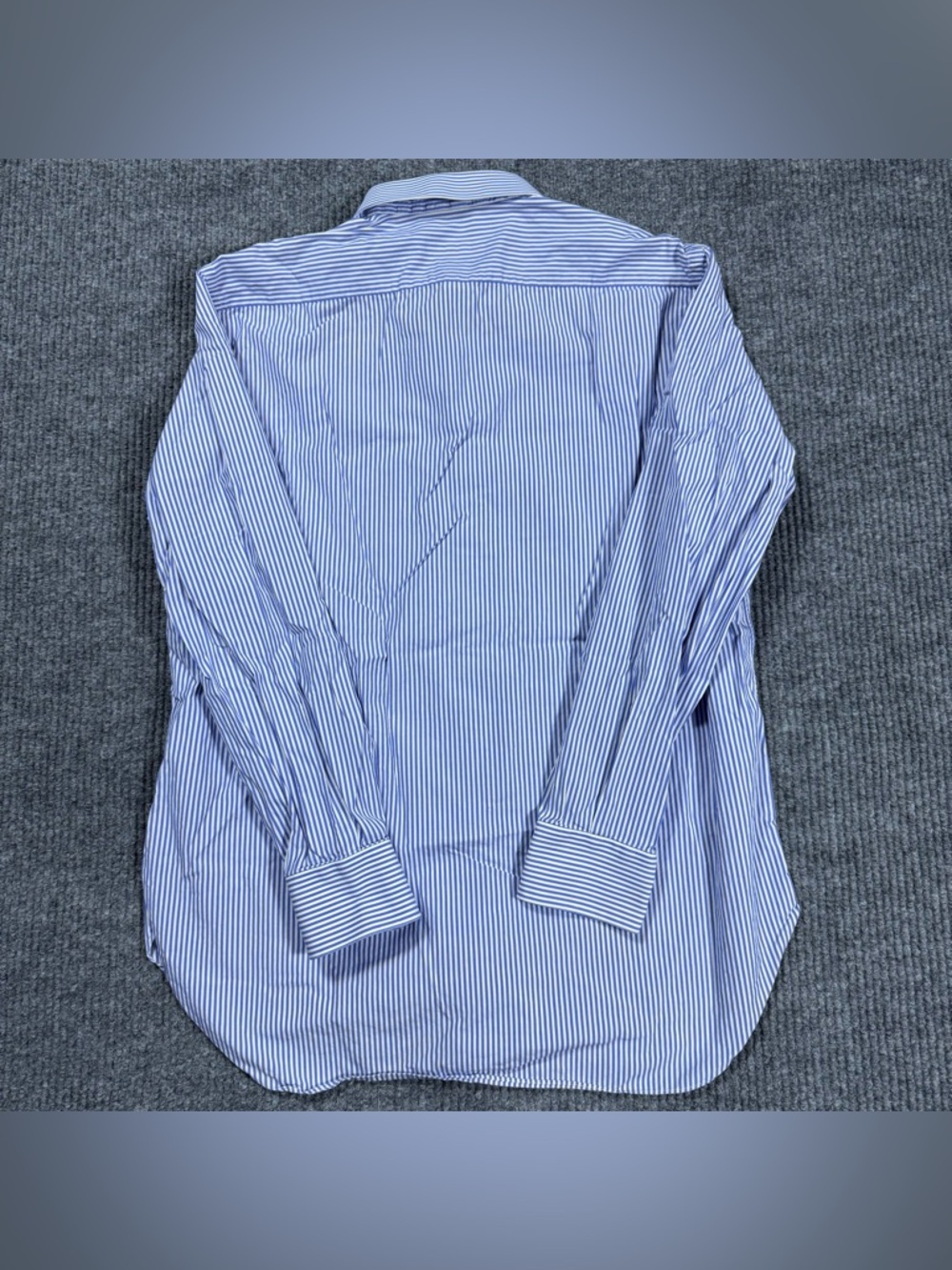 Brioni Dress Shirt Mens 17 / 43 Striped Blue Button Up Cotton Made in Italy - Picture 8 of 10